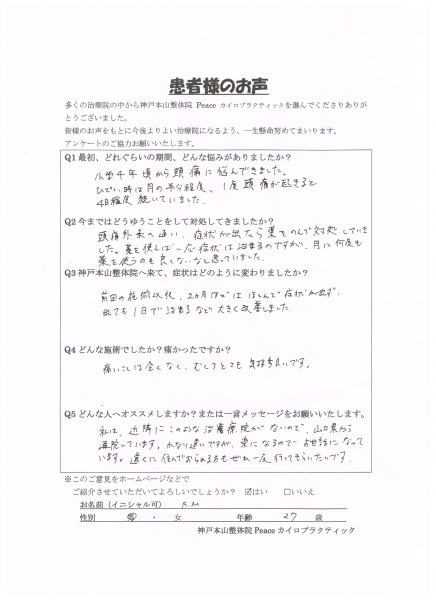 山口県から通院しています。かなり遠いですが、楽になるのでお世話になっています。　片頭痛　山口県　２７歳男性